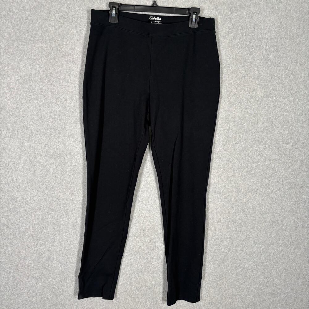 Cabelas Leggings Women Large Black Knit Thick Elastic Waist High Rise Base Layer